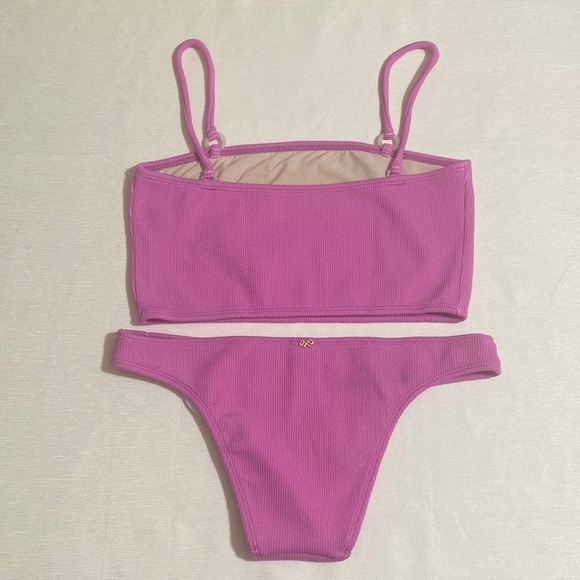 PILYQ Bikini Set; ULTRA VIOLET Midi Ring Bralette Top & Reef Teeny Bottom Size M - Picture 2 of 7